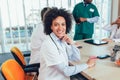 Team of multiracial doctors at hospital.