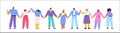 Team of multiracial and multicultural young men and women standing holding hands Royalty Free Stock Photo