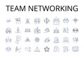 Team networking line icons collection. Group collaboration, Partnership building, Joint venture, Shared endeavor