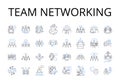 Team networking line icons collection. Group collaboration, Partnership building, Joint venture, Shared endeavor