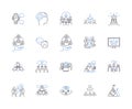 Team networking outline icons collection. Networking, Team, Collaboration, Connecting, Partnership, Discussion, Union