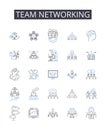 Team networking line icons collection. Group collaboration, Partnership building, Joint venture, Shared endeavor