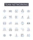 Team networking line icons collection. Group collaboration, Partnership building, Joint venture, Shared endeavor