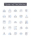 Team networking line icons collection. Insights, Analytics, Metrics, Data, Statistics, Trends, Research vector and Royalty Free Stock Photo