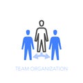 Team organization symbol with employees in hierarchy structure