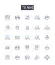 Team line icons collection. Squad, Group, Gang, Unit, Troop, Company, Posse vector and linear illustration. Band,Crew