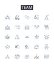 Team line icons collection. Squad, Group, Gang, Unit, Troop, Company, Posse vector and linear illustration. Band,Crew