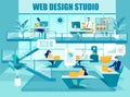 Team People Characters Work in Web Design Studio
