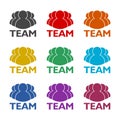 Team people color silhouette icon set isolated on white background Royalty Free Stock Photo