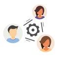 Team people relationship settings manage icon flat vector, workforce employee facility formation set up graphic, configure execute
