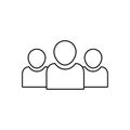 Team people vector line icon. Squad of people outline icon. Community business concept. Social unity or diversity symbol. Flat