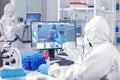 Team of pharmaceutical researchers working in modern laboratory Royalty Free Stock Photo