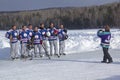 Team photo at the New England Pond Hockey Festival, Rangeley, Ma