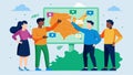 A team of policymakers stands in front of a massive map pinpointing areas of concern and implementing datadriven