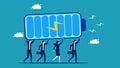 Team power. Businessman team carrying battery icon. Vector illustration