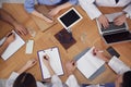 Team of doctors having meeting at table, top view Royalty Free Stock Photo