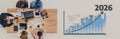 Business Team Collaboration on Project Analysis with Growth Chart for Future Projections in a Modern Office Environment Royalty Free Stock Photo