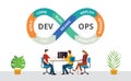 Team of programmer concept with devops software development practices methodology - vector Royalty Free Stock Photo