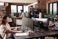 Team of programmers analyzing machine learning app code Royalty Free Stock Photo