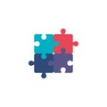 Team puzzle pieces flat style icon Royalty Free Stock Photo