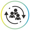 team refresh icon, staff rotation, partnership collaboration, flat symbol