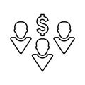 Team Revenue icon. Line, outline design