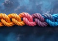 Team rope diverse strength connect partnership together teamwork unity communicate support Royalty Free Stock Photo