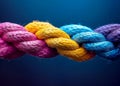 Team rope diverse strength connect partnership together teamwork unity communicate support Royalty Free Stock Photo