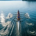 Team rowing in synchronization Royalty Free Stock Photo