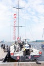 Team Scallywag docked at Volvo Ocean Race Village, Cardiff Royalty Free Stock Photo