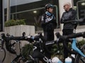 Team Sky chief Dave Brailsford talks to cyclist Mikel Landa