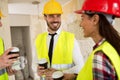 Team of smiling architects at coffee break Royalty Free Stock Photo