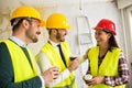 Team of smiling architects at coffee break Royalty Free Stock Photo