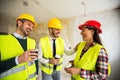 Team of smiling architects at coffee break Royalty Free Stock Photo