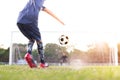 Team soccer footballer get the ball to free kick or penalty kick Royalty Free Stock Photo