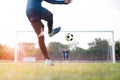 Team soccer footballer get the ball to free kick or penalty kick