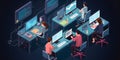 A team of software developers collaborating on a codebase two created with generative AI