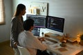 Team of software developers working together for developing website design and coding technologies Royalty Free Stock Photo