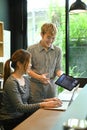 Team of software engineer collaborating, brainstorming developing website design and coding technologies