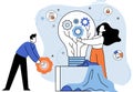 Team solving complex problems. Teamwork vector illustration metaphor. Solution solve problem concept Royalty Free Stock Photo