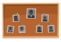 Team structure chart. Company members board, pinned working team photos and organization tree charts research vector Royalty Free Stock Photo