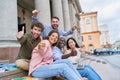 team of students giving a thumbs up. Royalty Free Stock Photo