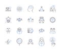 Team studying outline icons collection. Team, studying, colleagues, group, learn, collaborate, research vector and