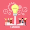 Team success banner with business peole