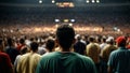 Team supporter and fan on basketball game watching the match and supporting players, generative ai