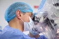 Treatment of a brain aneurysm. Surgical operation on the brain. A team of surgeons performing brain surgery to remove a tumor Royalty Free Stock Photo