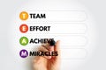 TEAM - Team Effort Achieve Miracles acronym, business concept background