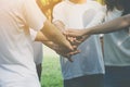 Team teamwork business join hand together concept, Power of volunteer charity work, Stack of people hand Royalty Free Stock Photo