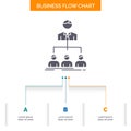 team, teamwork, organization, group, company Business Flow Chart Design with 3 Steps. Glyph Icon For Presentation Background Royalty Free Stock Photo