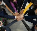 Team, teamwork, and unity concept. Diverse team putting hands together. Group of diverse business people. Working together as a Royalty Free Stock Photo